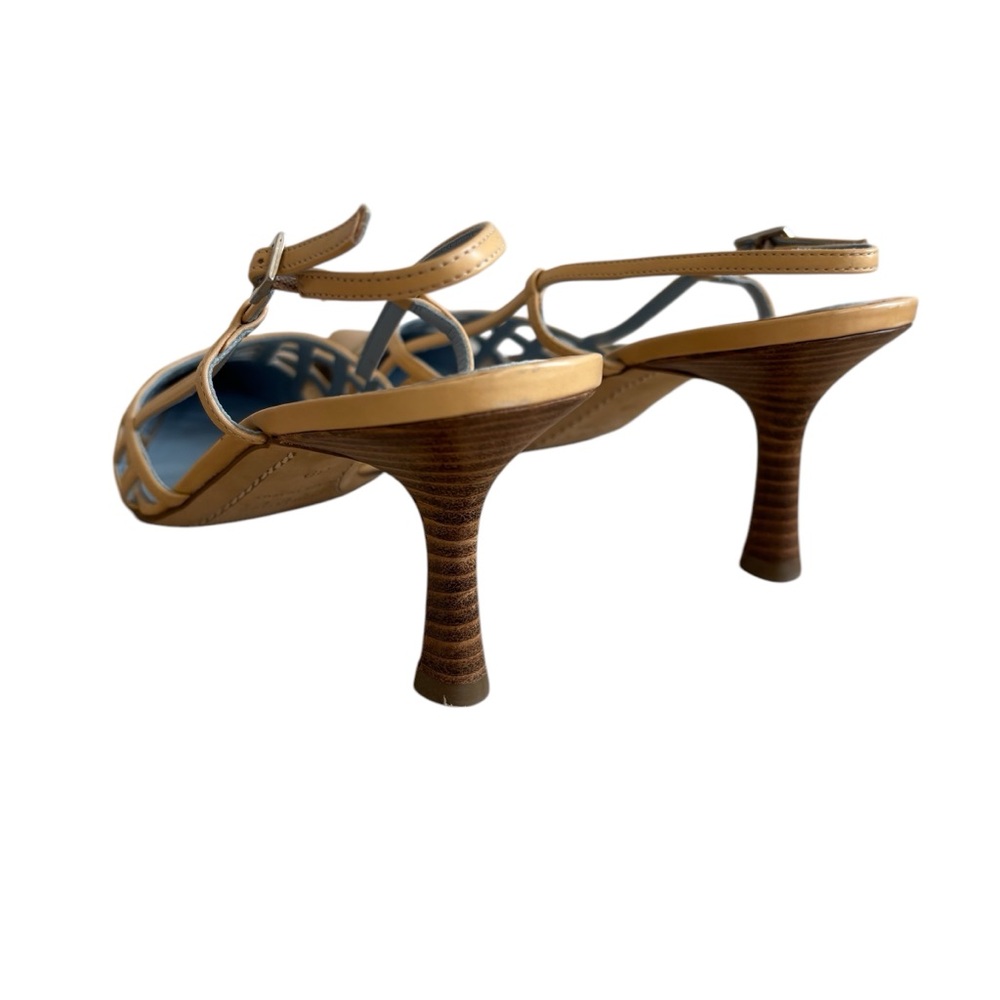 LAMBERTSON TRUEX Natural “Nan” Cage Leather Slingback Heels - Picture 12 of 15